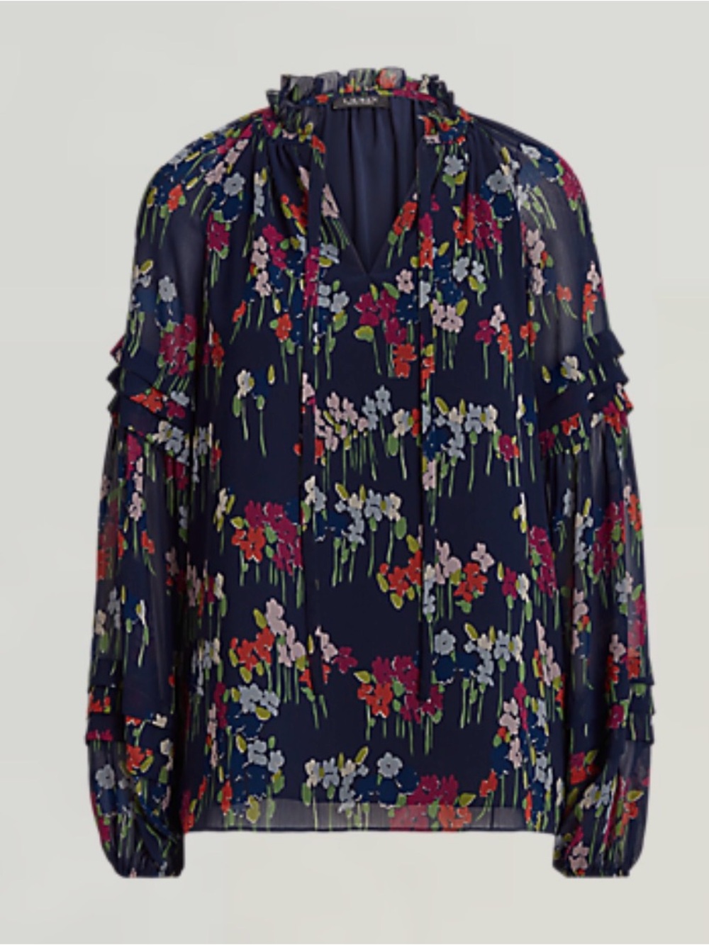 NWOT Lauren Ralph Lauren Floral Size S Crinkle Georgette Blouse